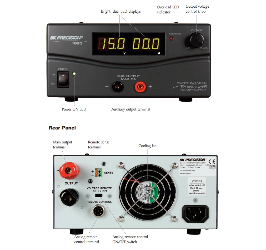 B&K Precision 1693/1694 High Current Switching DC Power Supplies