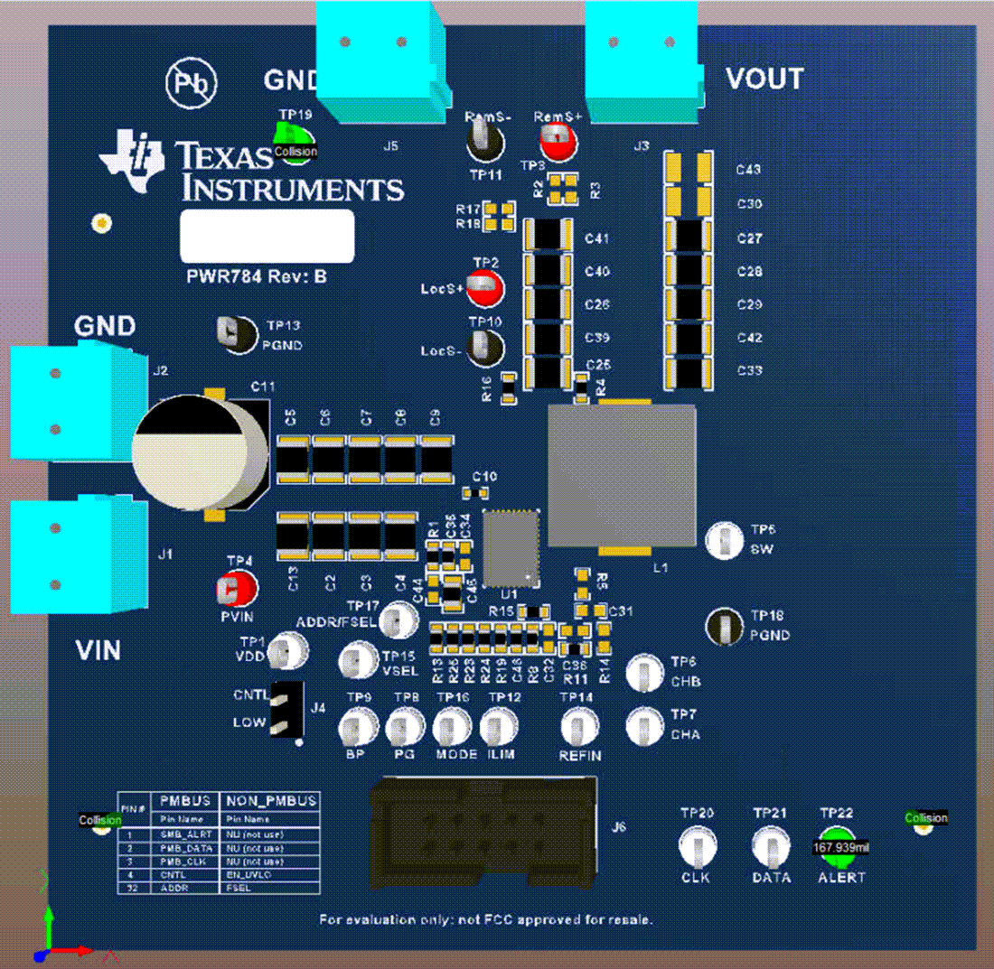 Mechanical Drawing - Texas Instruments TPS549D22EVM-784 Step-Down Converter EVM
