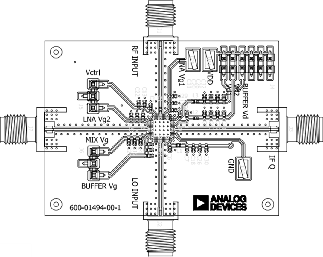 Mechanical Drawing - Analog Devices Inc. Evaluation Board for HMC8108 Low Noise Converter