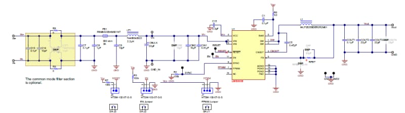 Schematic - Texas Instruments LM53603AEVM Buck Regulator Evaluation Module