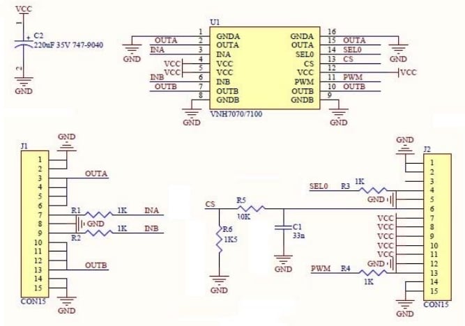 Schematic - STMicroelectronics VNH7070BAS Evaluation Board