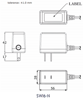 Mechanical Drawing - CUI Inc SWI6 6W Wall Plug Adapters
