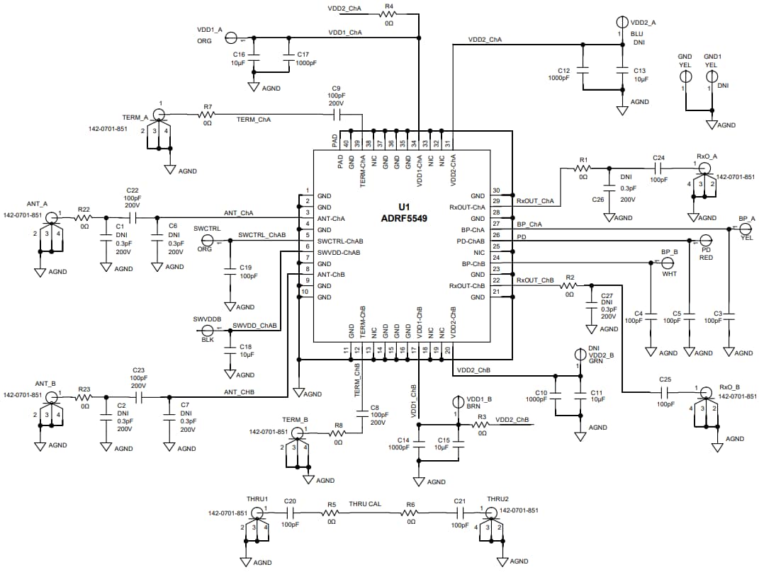 Application Circuit Diagram - Analog Devices Inc. ADRF5549 Dual-Channel RF FEMs