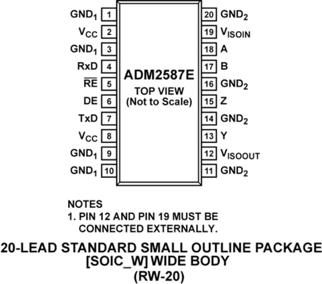 Mechanical Drawing - Analog Devices Inc. ADM2587E Isolated RS-485 Transceiver