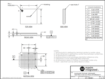 Mechanical Drawing - Analog Devices / Maxim Integrated MAX32666 Arm® Cortex®-M4 FPU MCU with BLUETOOTH® 5