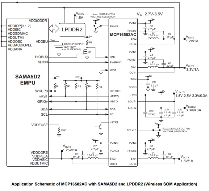 Application Circuit Diagram - Microchip Technology MCP16502 High-Performance PMICs
