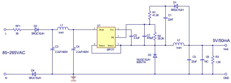 Schematic - Monolithic Power Systems (MPS) MP171A Evaluation Boards