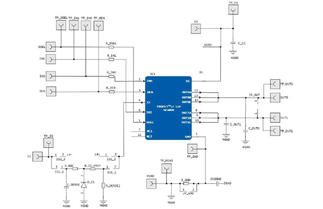 Schematic - Infineon Technologies PROFET ™+ 2 BTS7004 12V Evaluation Board