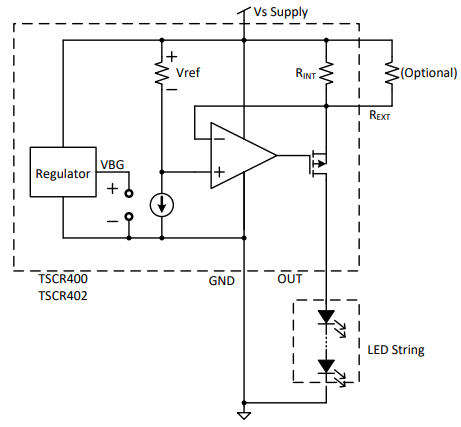 Application Circuit Diagram - Taiwan Semiconductor TSCR4x Linear LED Drivers