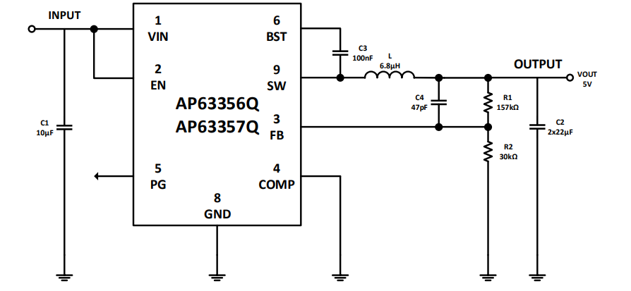 Schematic - Diodes Incorporated AP63356/7-EVM Evaluation Boards