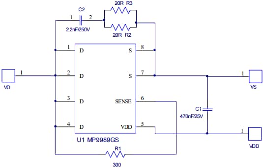 Schematic - Monolithic Power Systems (MPS) EV9989x Synchronous Rectification Eval Boards