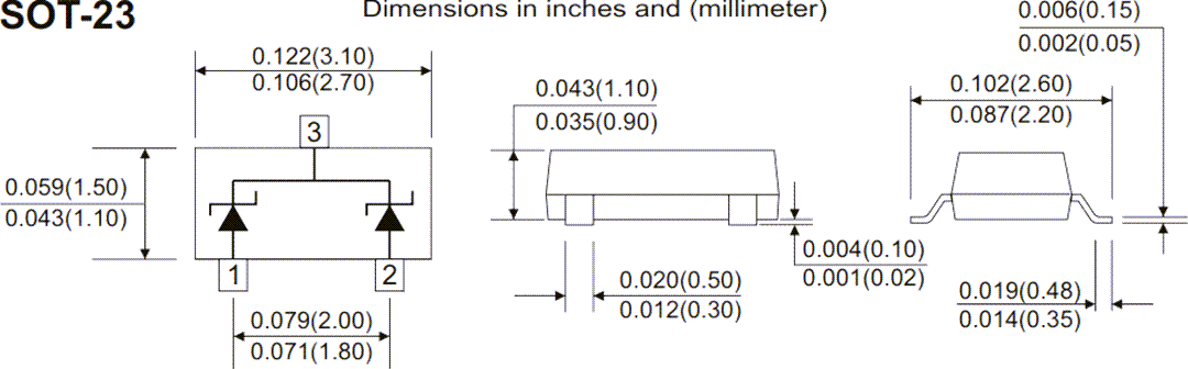 Mechanical Drawing - Comchip Technology BZX84Cx Zener Diodes