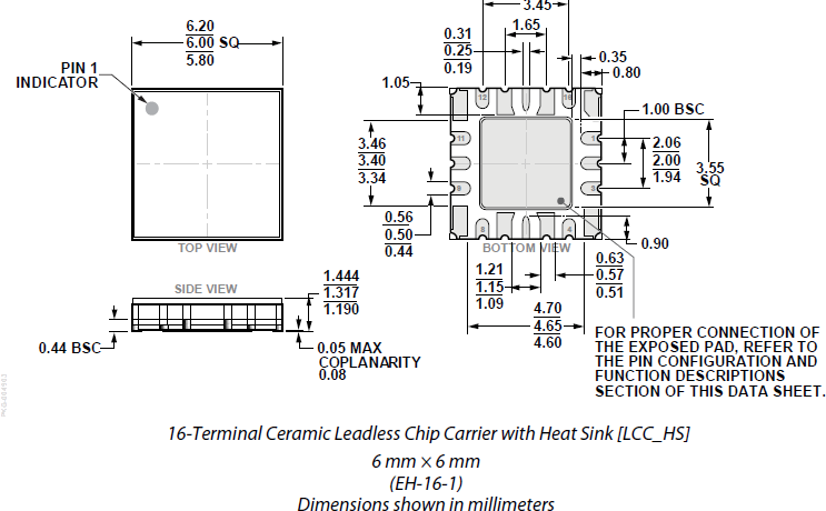 Mechanical Drawing - Analog Devices Inc. HMC8342 x2 Active Broadband Frequency Multiplier
