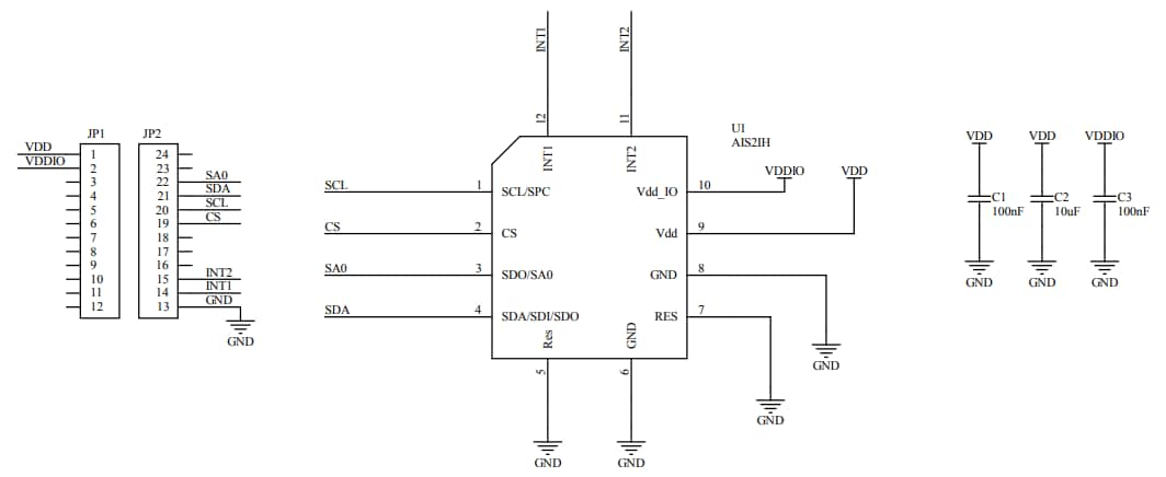 Schematic - STMicroelectronics STEVAL-MKI218V1 Adapter Board