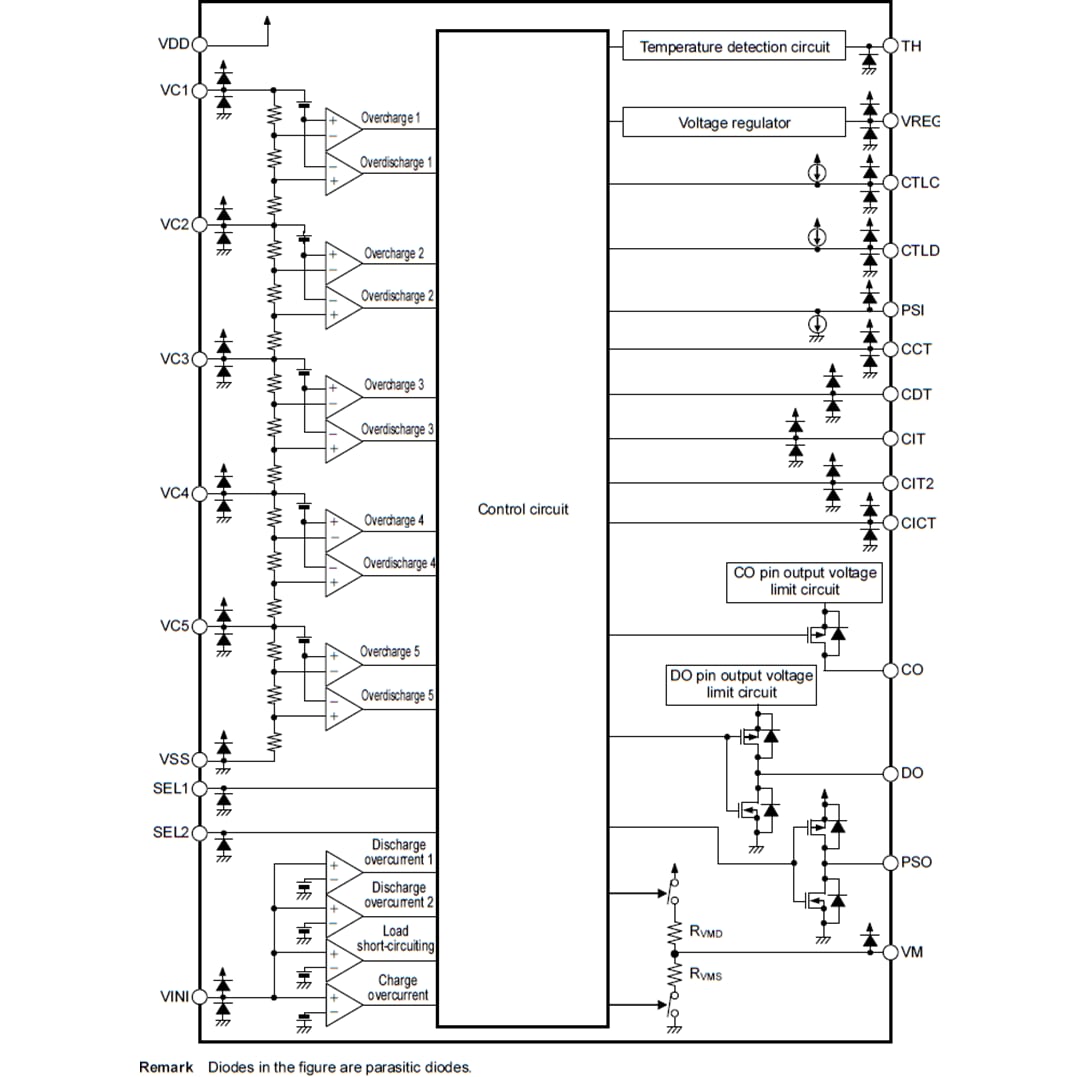 Block Diagram - ABLIC S-8245A/C Battery Protection ICs