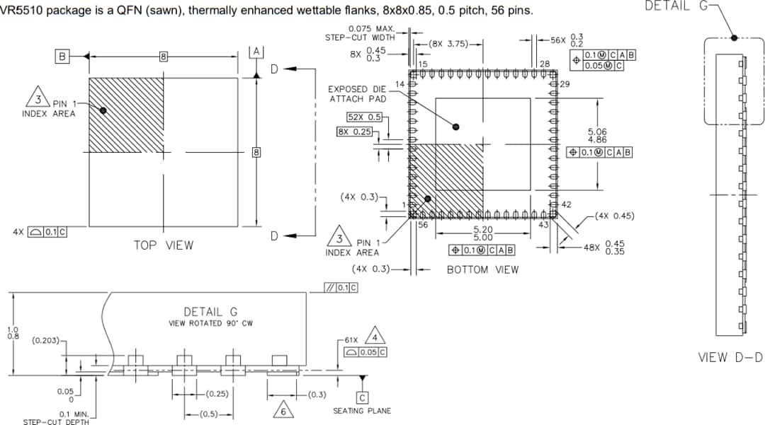 Mechanical Drawing - NXP Semiconductors VR5510 Multi-Output PMICs