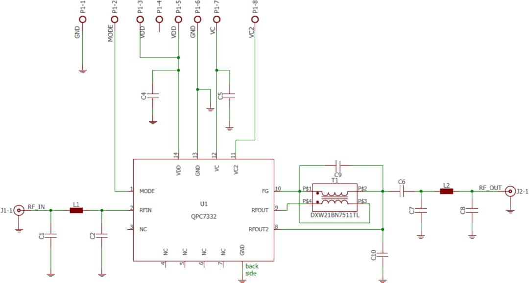 Schematic - Qorvo QPC7332PCBA Evaluation Board