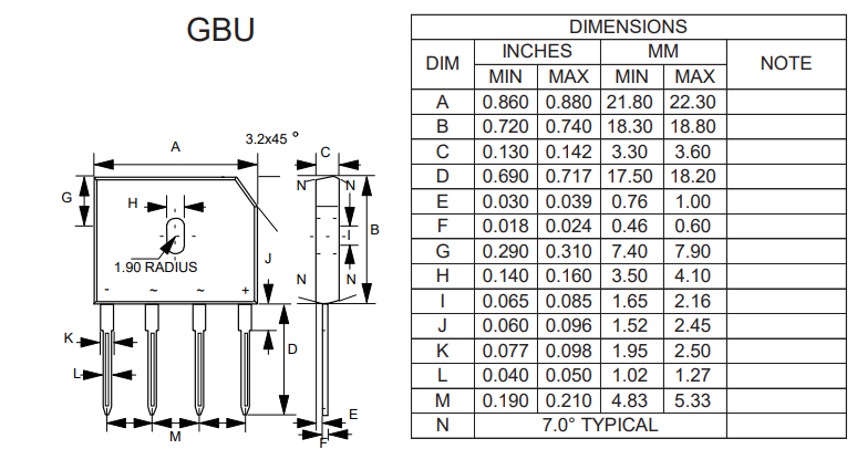 Micro Commercial Components (MCC) 600V & 800V Planar Low Vf Bridge Rectifiers