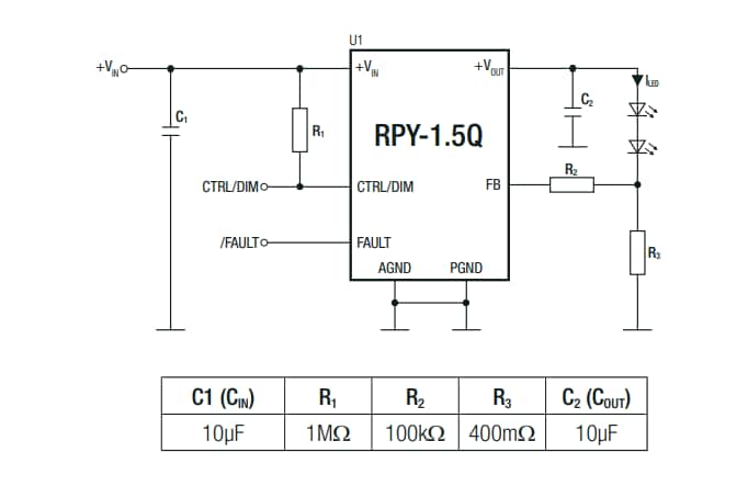 Application Circuit Diagram - RECOM Power RPY-1.5Q AEC-Q100 DC/DC Converters