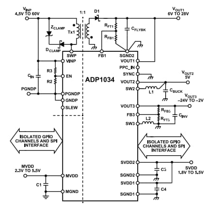 Application Circuit Diagram - Analog Devices Inc. ADP1034 Micropower Management Unit (PMU)