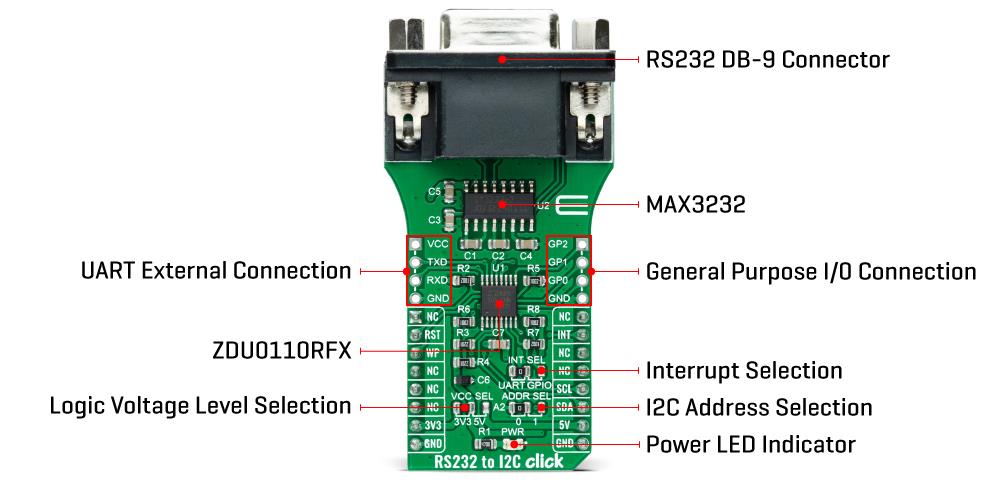 Mikroe RS232 to I2C Click