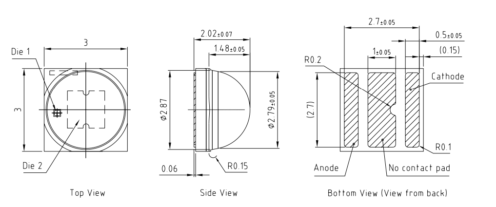 Mechanical Drawing - ams OSRAM OSLON® Square GW CSSRM3.EM High Power LEDs