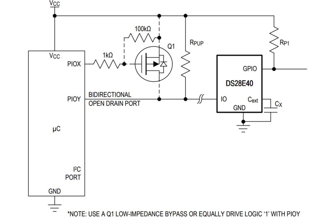 Application Circuit Diagram - Analog Devices / Maxim Integrated DS28E40 DeepCover® Automotive 1-Wire Authenticator