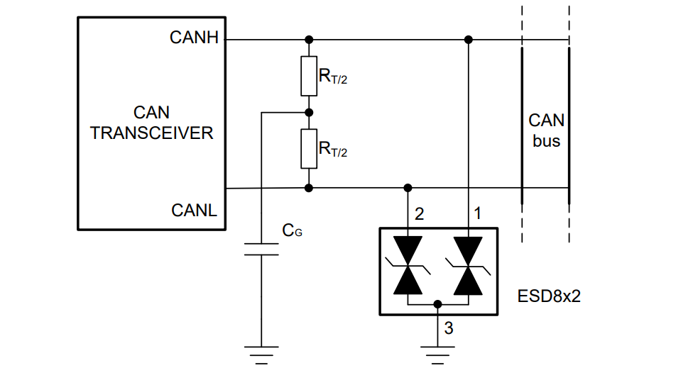 Application Circuit Diagram - Texas Instruments ESD8x2 2-Channel, 36V ESD Protection Diodes