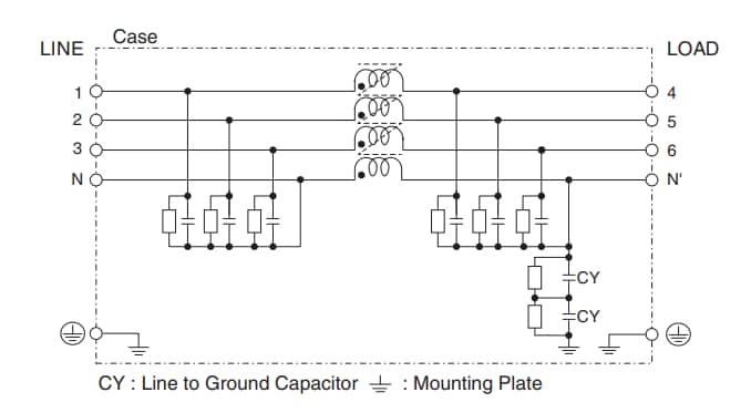 Application Circuit Diagram - Cosel YAC EMI/EMC Filters