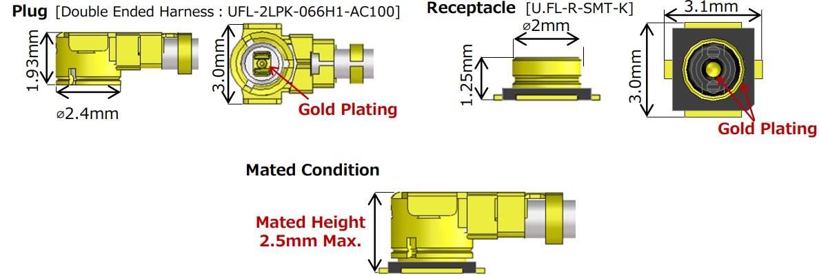 Mechanical Drawing - Hirose Electric U.FL-K Series Micro Coaxial Connectors