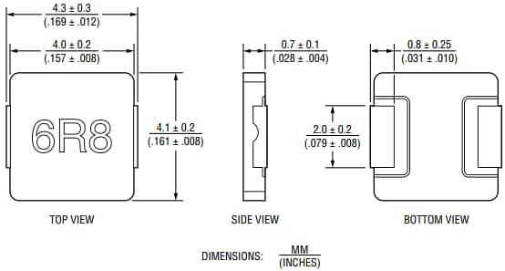 Mechanical Drawing - Bourns SRP0408F Shielded Power Inductors