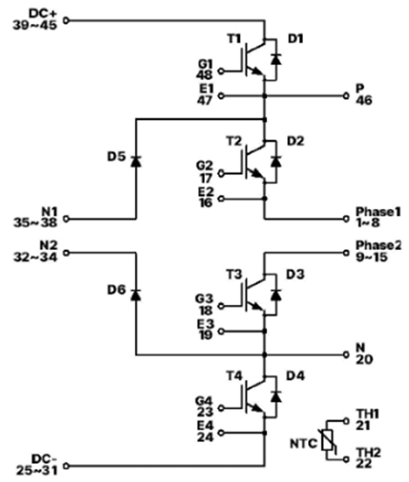 Schematic - onsemi NXH400N100L4Q2F2 IGBT Modules