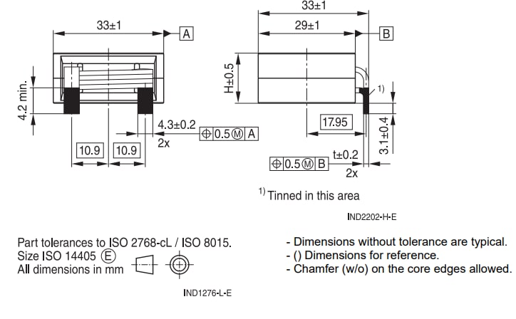 EPCOS / TDK ERU33M PTH High Current Flat Wire Inductors