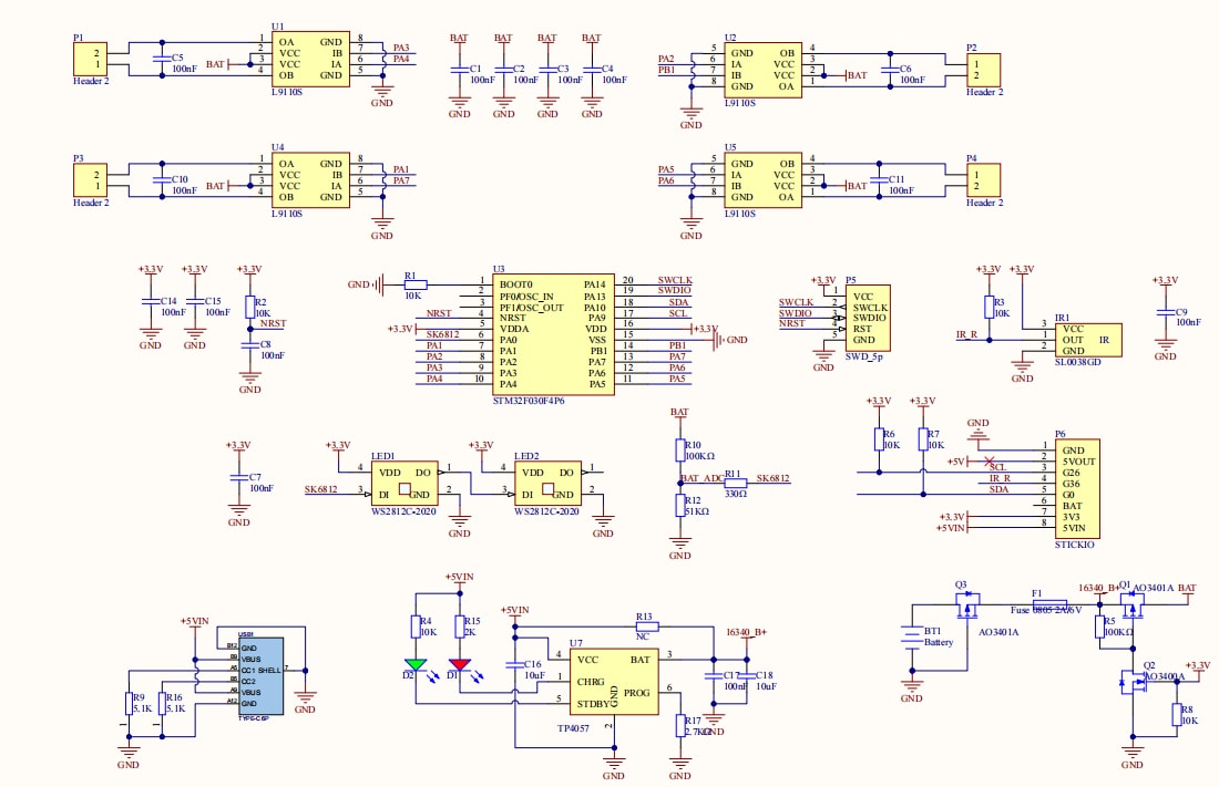Schematic - M5Stack BugC2 Programmable Robot Base
