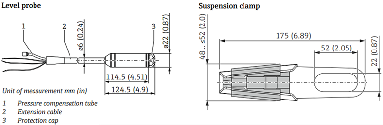 Mechanical Drawing - Endress+Hauser Waterpilot FMX11 Hydrostatic Level Sensors