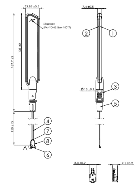 Mechanical Drawing - Taoglas Two-Cable Swivel Mount Wi-Fi® MIMO Antenna