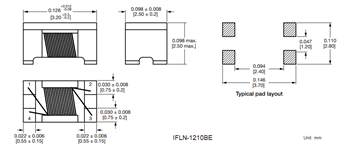 Mechanical Drawing - Vishay / Dale IFLNx Common Mode Chokes