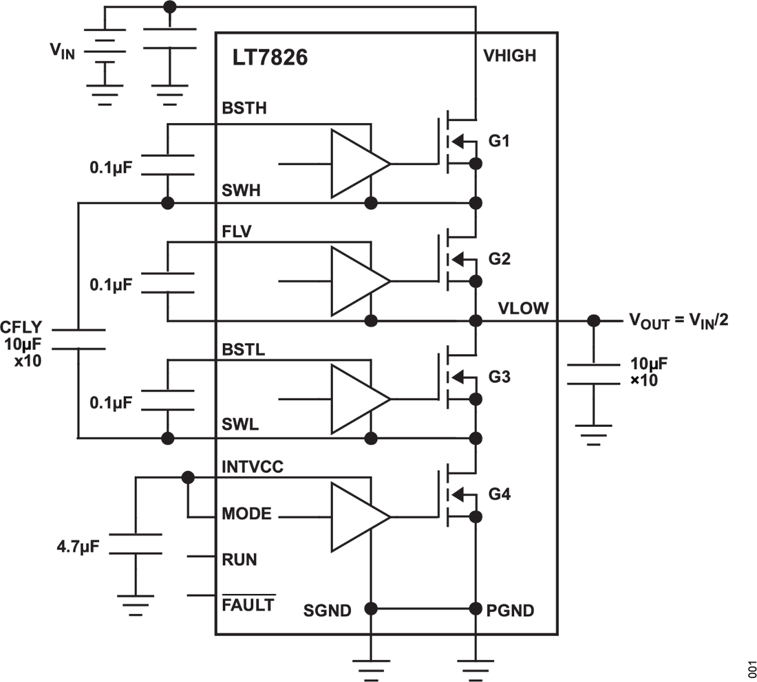 Application Circuit Diagram - Analog Devices Inc. LT7826 Integrated Monolithic DC-DC Converter