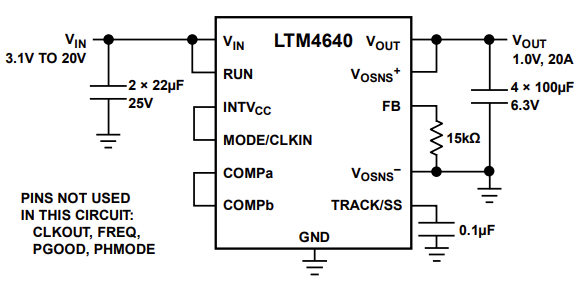 Application Circuit Diagram - Analog Devices Inc. LTM4640 Step-Down DC-DC Regulators