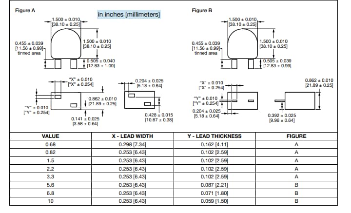 Mechanical Drawing - Vishay / Dale IHXL1500VZ-3A Automotive Through-Hole Inductors