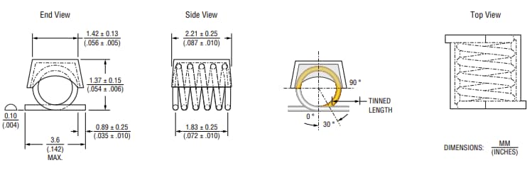 Mechanical Drawing - Bourns AC2213R Air Coil Inductors