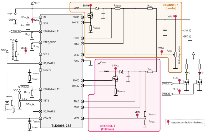 Schematic - Infineon Technologies TLD6098-2DPVB2G_EVAL Evaluation Board