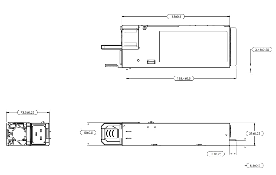 Mechanical Drawing - Advanced Energy / Artesyn CSU2400AT 2400W Front-End Power Supplies