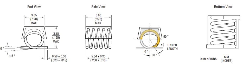 Mechanical Drawing - Bourns AC6830R Air Coil Inductors