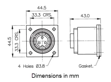 Mechanical Drawing - Bulgin Vitalis Buccaneer Bulkhead Flange Connectors