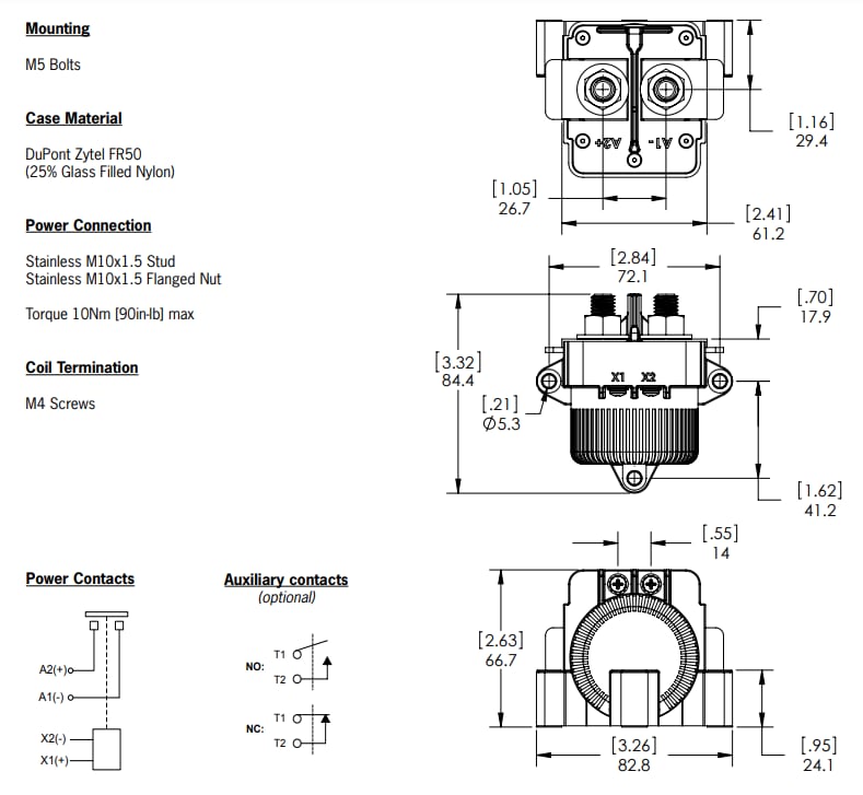 Mechanical Drawing - Gigavac GX34 350A Contactors