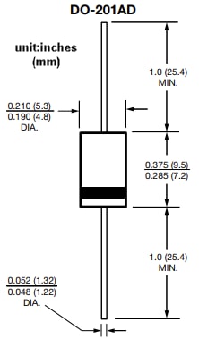 Mechanical Drawing - Vishay 31GFx Ultrafast Plastic Rectifiers