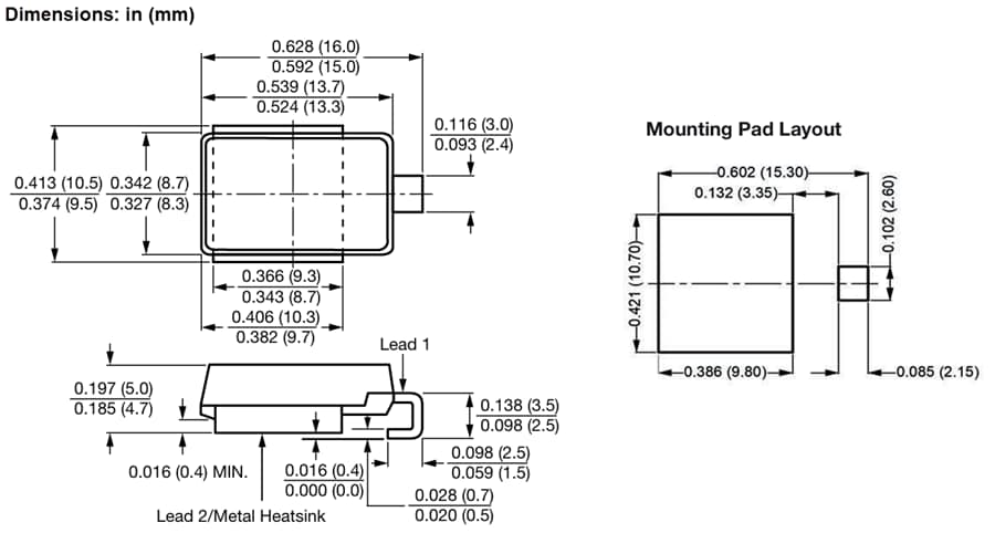 Mechanical Drawing - Vishay Semiconductors SE45124/SE50124 SMD High Voltage Rectifiers