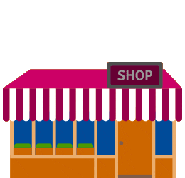 Storefront with animated lights turning on in windows