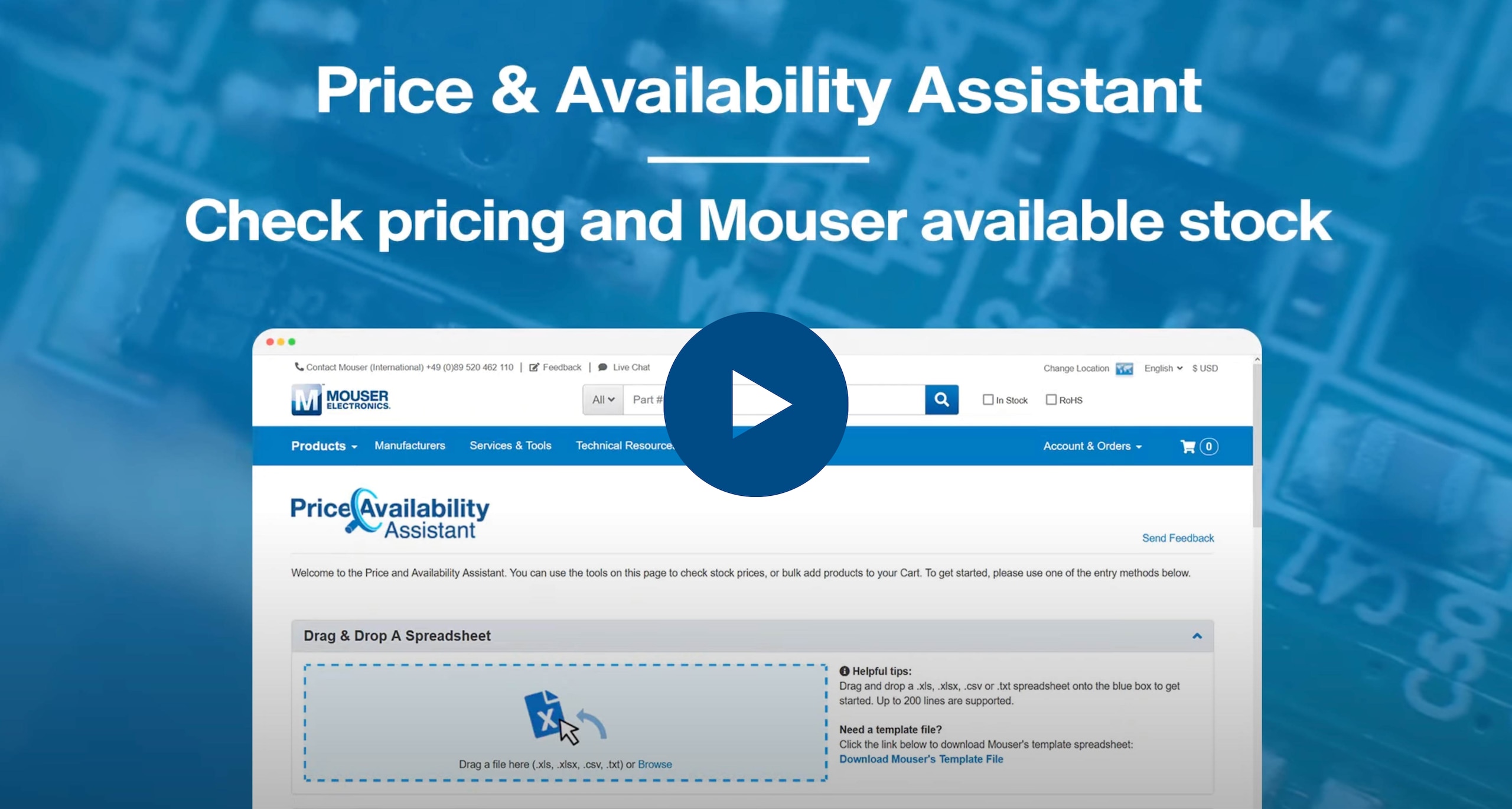 Mouser Price & Availability tool.